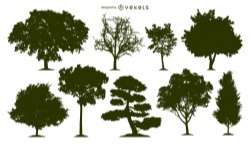 9 tree silhouettes set