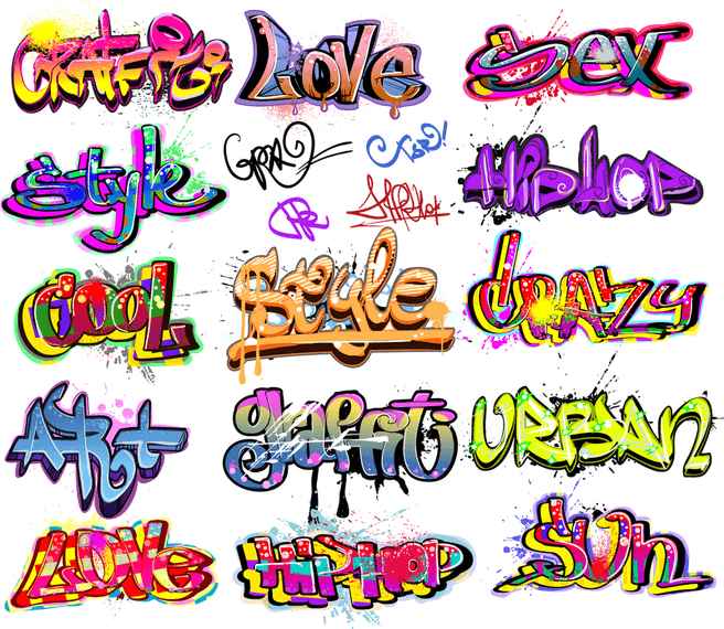 Beautiful Graffiti Font Design 01 Vector