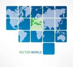 Blue Tiled World Map