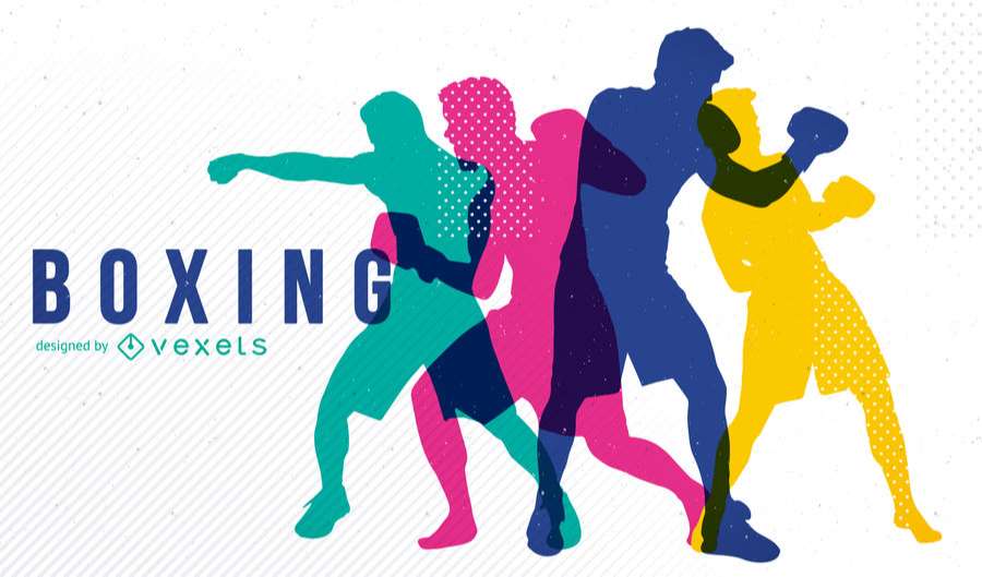 Boxing design with silhouettes