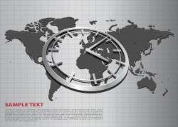 Business Background with World Map and Clock