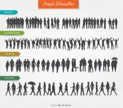 Celebration, couples, walking and groups Silhouettes