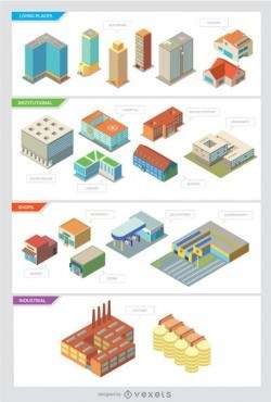City buildings – Isolated and Isometric