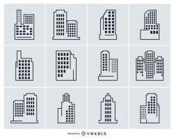 Collection of city building illustrations