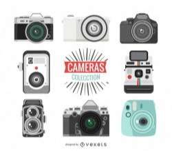 Collection of vintage camera illustrations