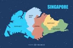 Colored Singapore urban map