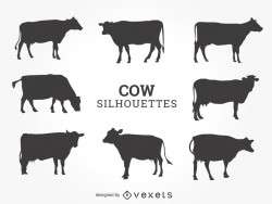 Cow silhouettes set