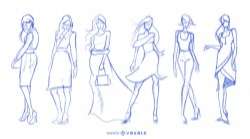 Fashion drawings set