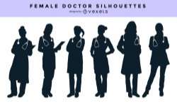 Female doctor silhouette set