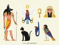 Flat Egypt illustrations set
