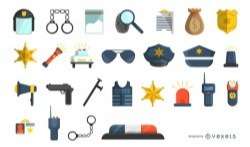 Flat police icon set