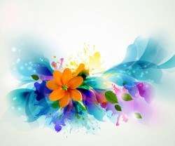 Fluorescent Colorful Floral with Grungy Stain