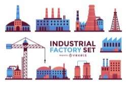 Industrial factory buildings set