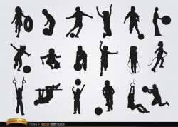 Kids playing 18 silhouettes set
