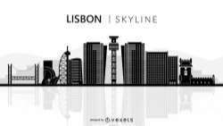 Lisbon skyline silhouette