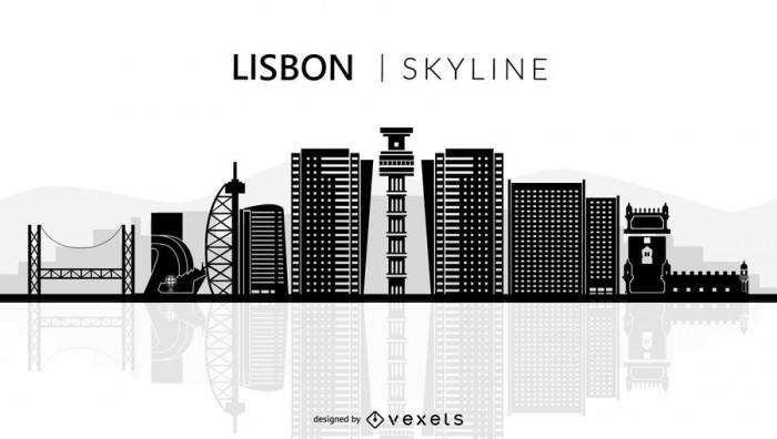Lisbon skyline silhouette