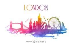 London watercolor skyline silhouette