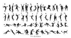 Male & Female Volleyball Player Pack Silhouette
