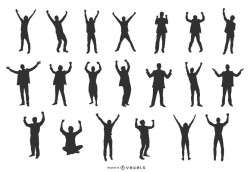 Men celebrating success silhouettes