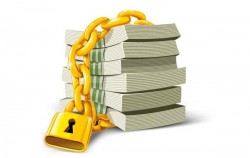 Money with gold lock