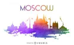 Moscow watercolor skyline illustration