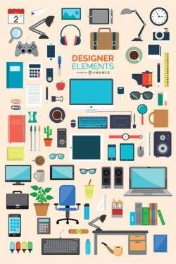 87 Office and designer icons element set