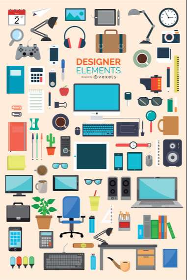 87 Office and designer icons element set