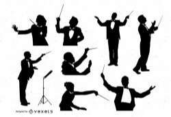Orchestra conductor silhouette set