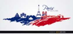 Paris skyline flag colors