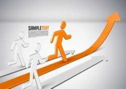 Peoples Running Up with Arrows Corporate Background