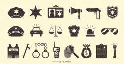 Police flat icon set