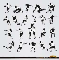 20 Rugby silhouettes set