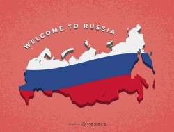 Russia map with flag
