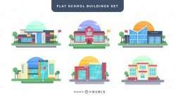 School buildings illustration set