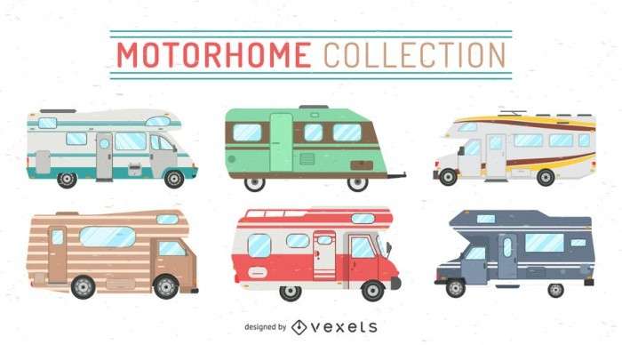 Set of motor home illustrations