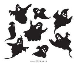 Spooky ghost silhouettes set