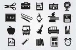 Study objects icons set
