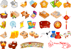 Vector Elements Of Two Chinese New Year