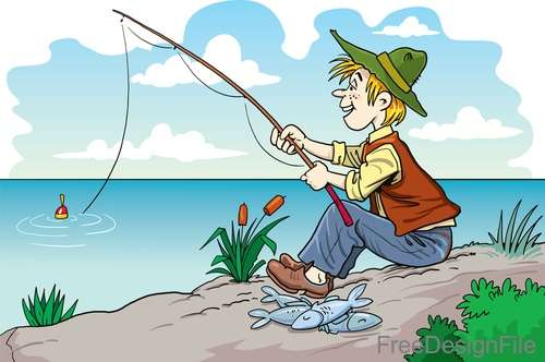 Fisherman cartoon character vector