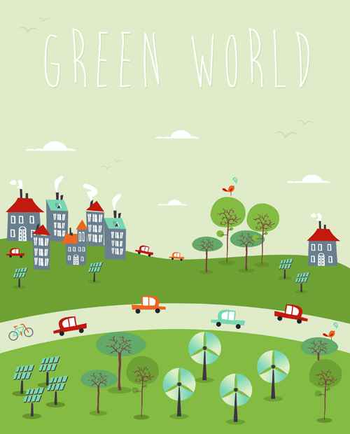 Cartoon green world 7 vector