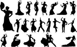 Flamenco dancers silhouette