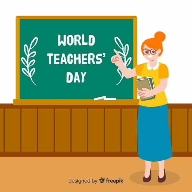 Hand drawn world teachers day with woman