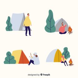 Illustration of people camping in nature