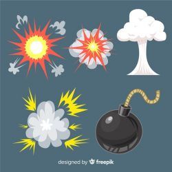 Pack of explosion effects cartoon style