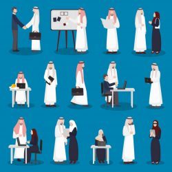 Arabian business characters set