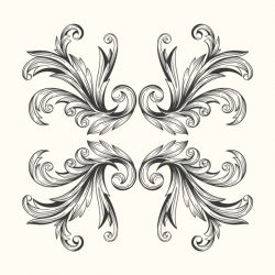 Baroque style realistic hand drawn ornamental border