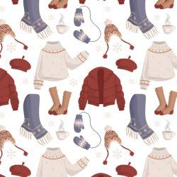 Flat design winter clothes & essentials
