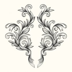 Realistic hand drawn baroque style ornamental border