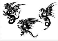 Flying dragon tatoo silhouette vector