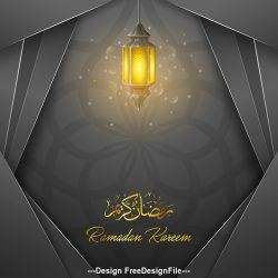 Black background Ramadan Kareem vector greeting card vector 01